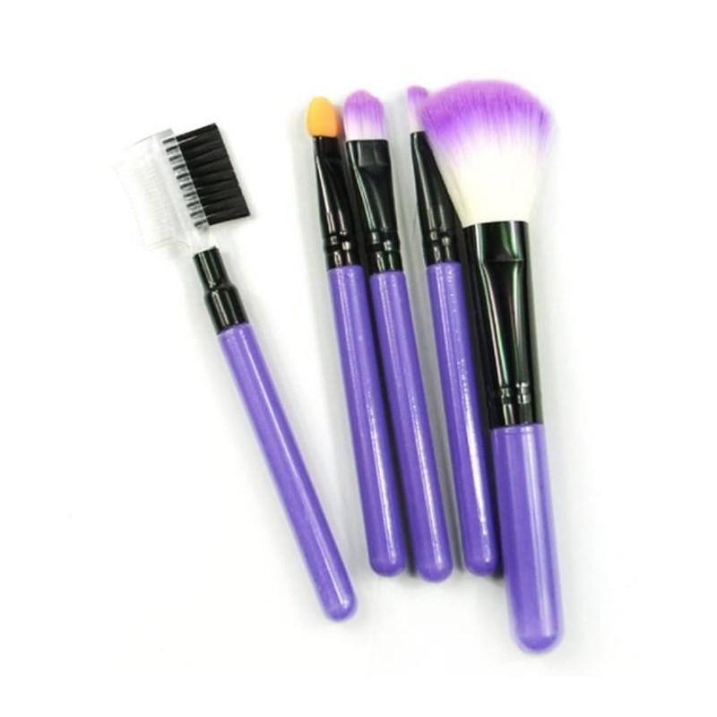  Кисть для макияжа   ворс синтетика фиолетовые 5 шт  набор    
